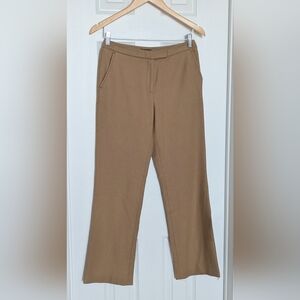 Women's (Small) Tan w/Brown Stitching Accents Lined Wide Leg Pants/Trousers